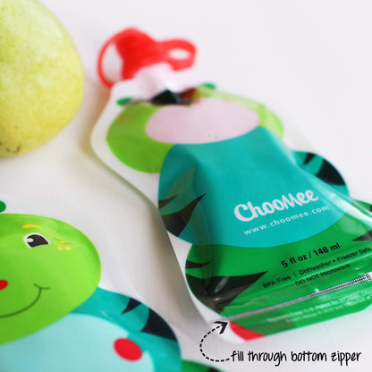 Set of eight ChooMee reusable toddler food pouches