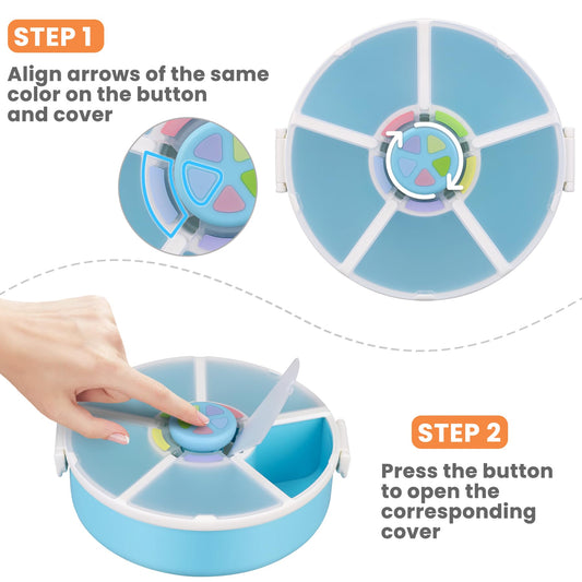 Five compartment rotating snack box for kids