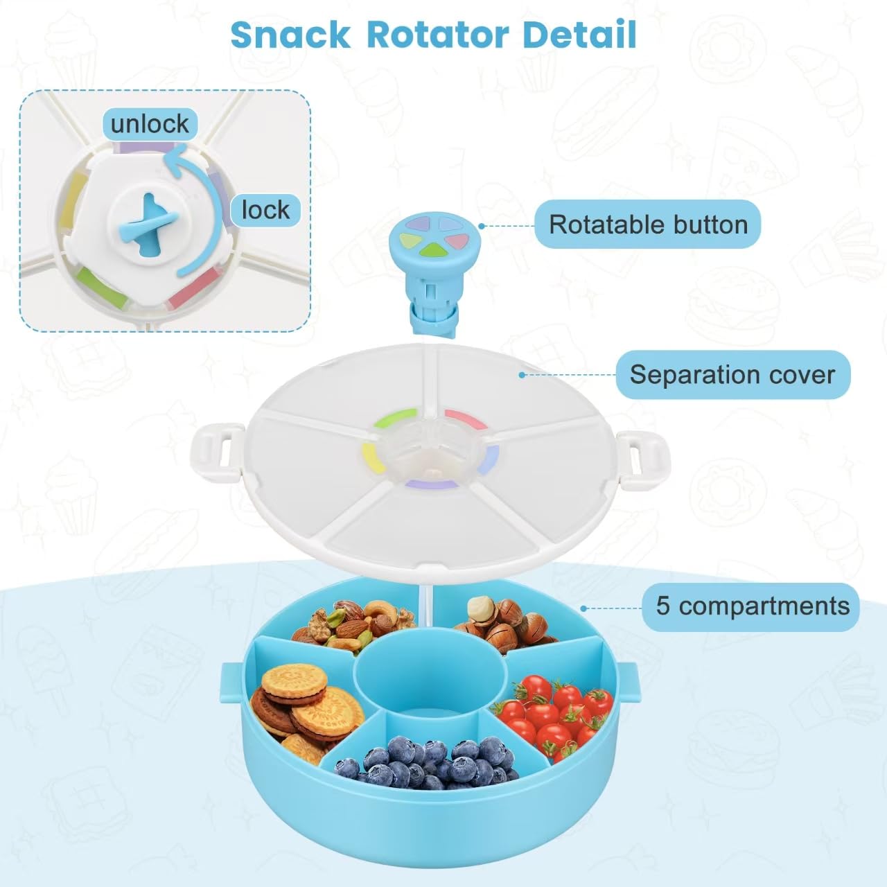 Reusable snack organizer with color matching lid