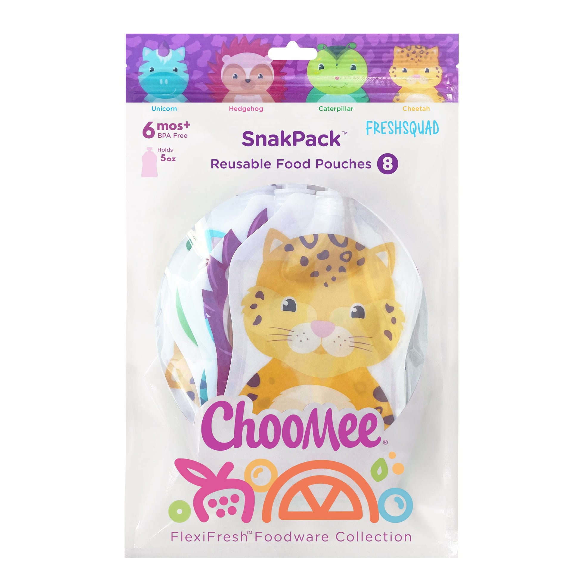 FreshSquad series reusable baby food pouches packaging
