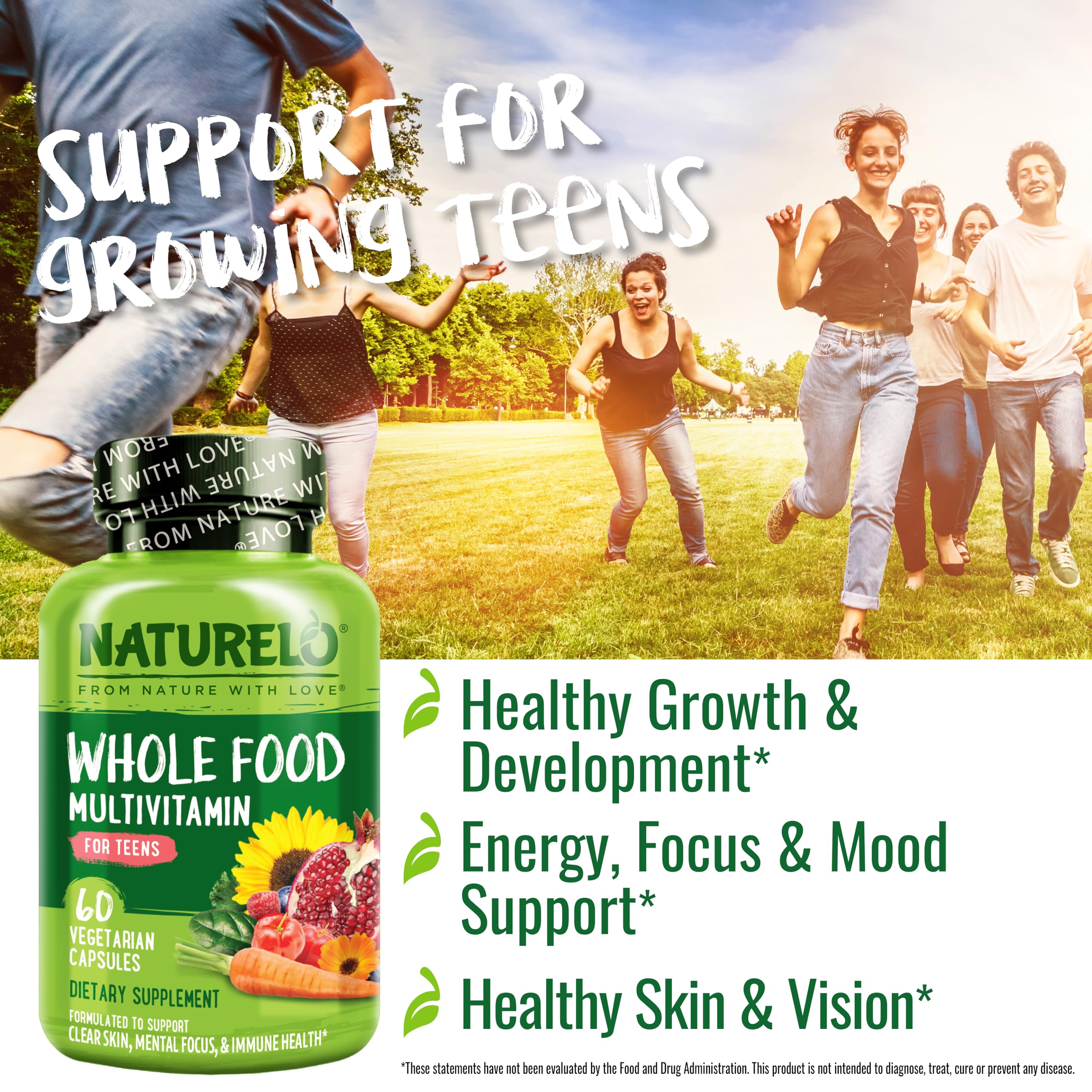 Naturelo dietary supplement for youth aged 12 to 18 capsules visual