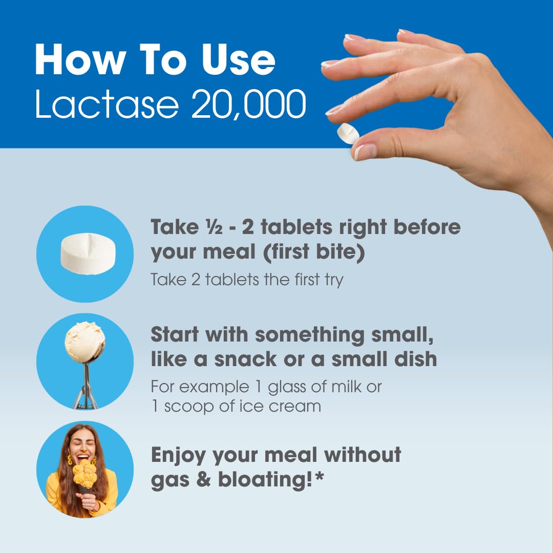 Intoleran Dutch developed highest dosed lactase tablets displayed on a clean background