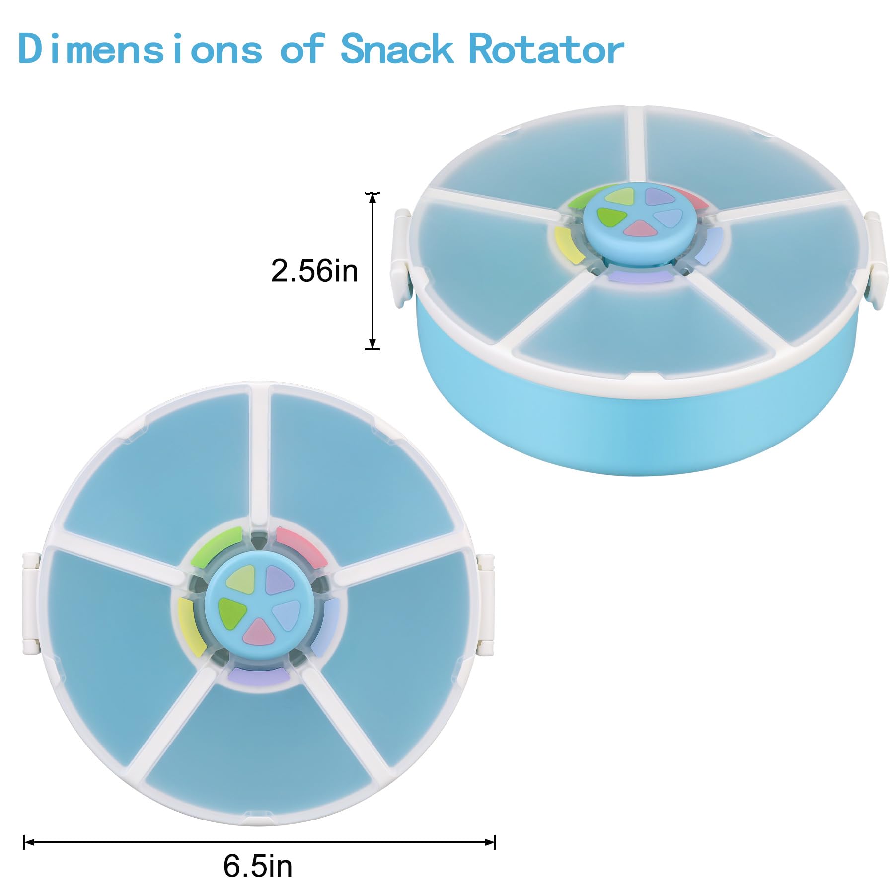 Blue snack rotator box with open lid section