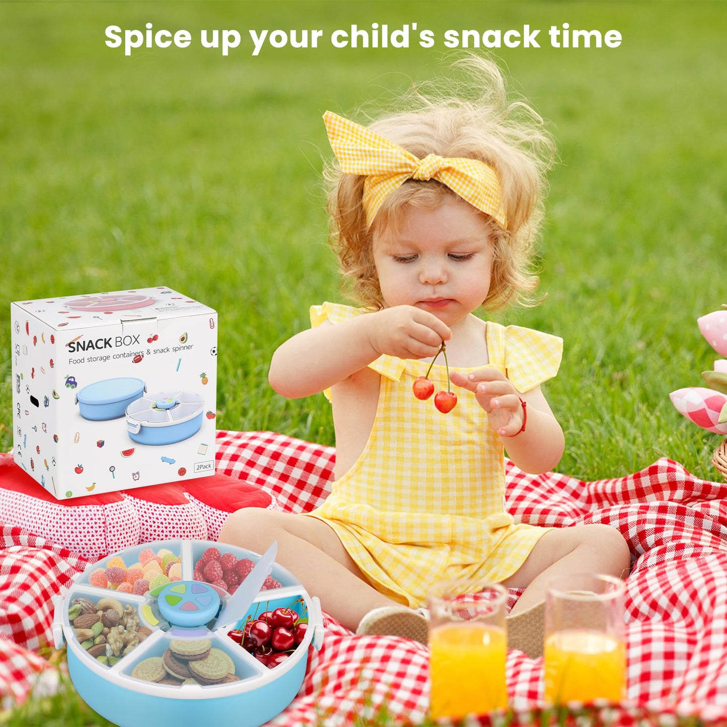 Top view of snack rotator container compartments