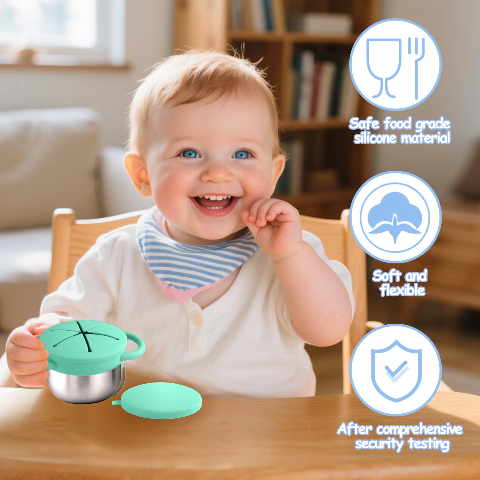 Top view of petal-shaped silicone snack container lid