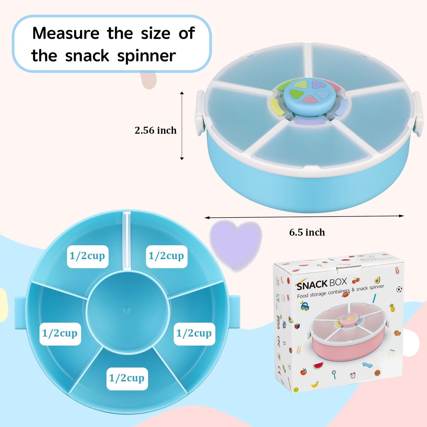 Side view of Joopetalk rotating snack box for kids