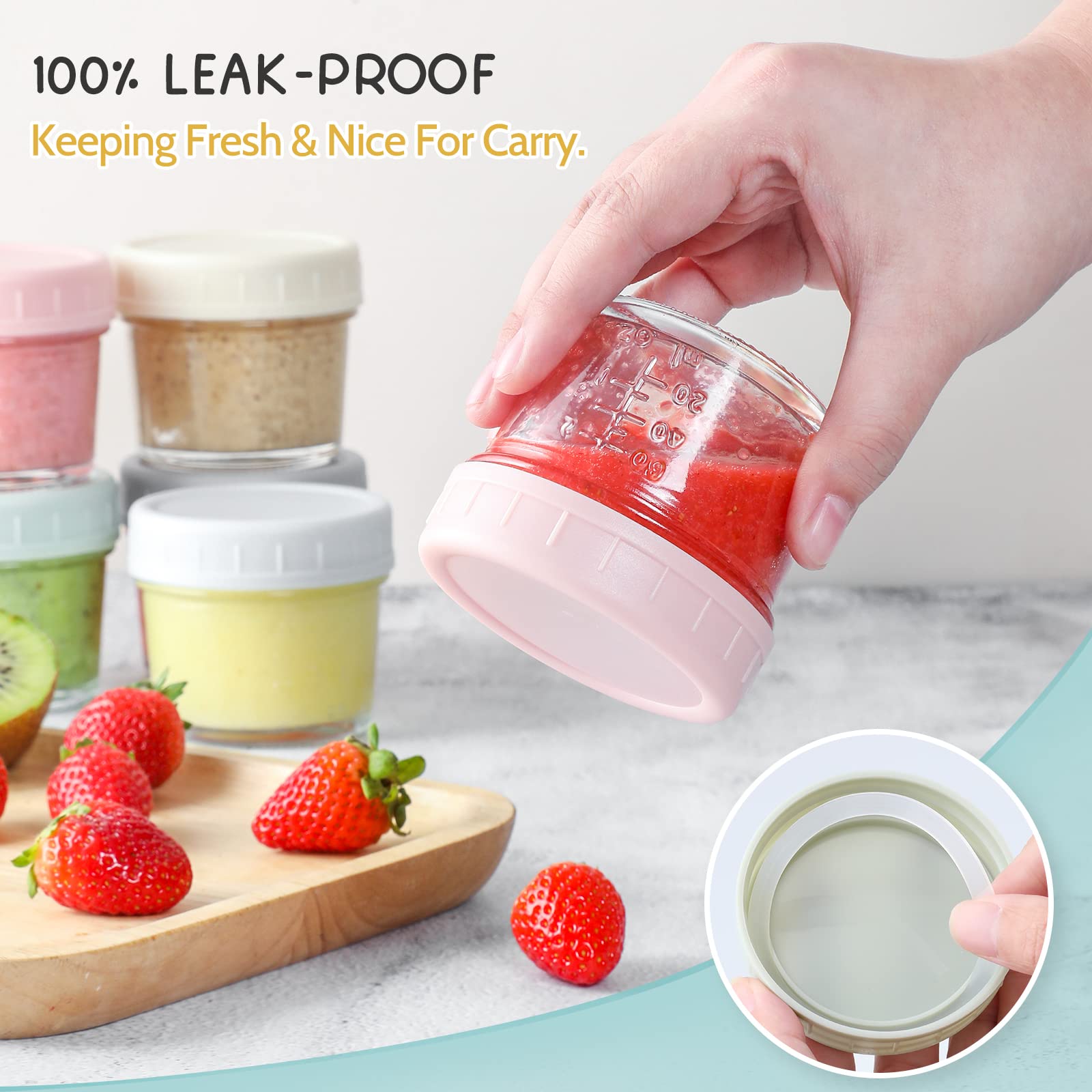 Vitever glass food storage containers showing measurement marks