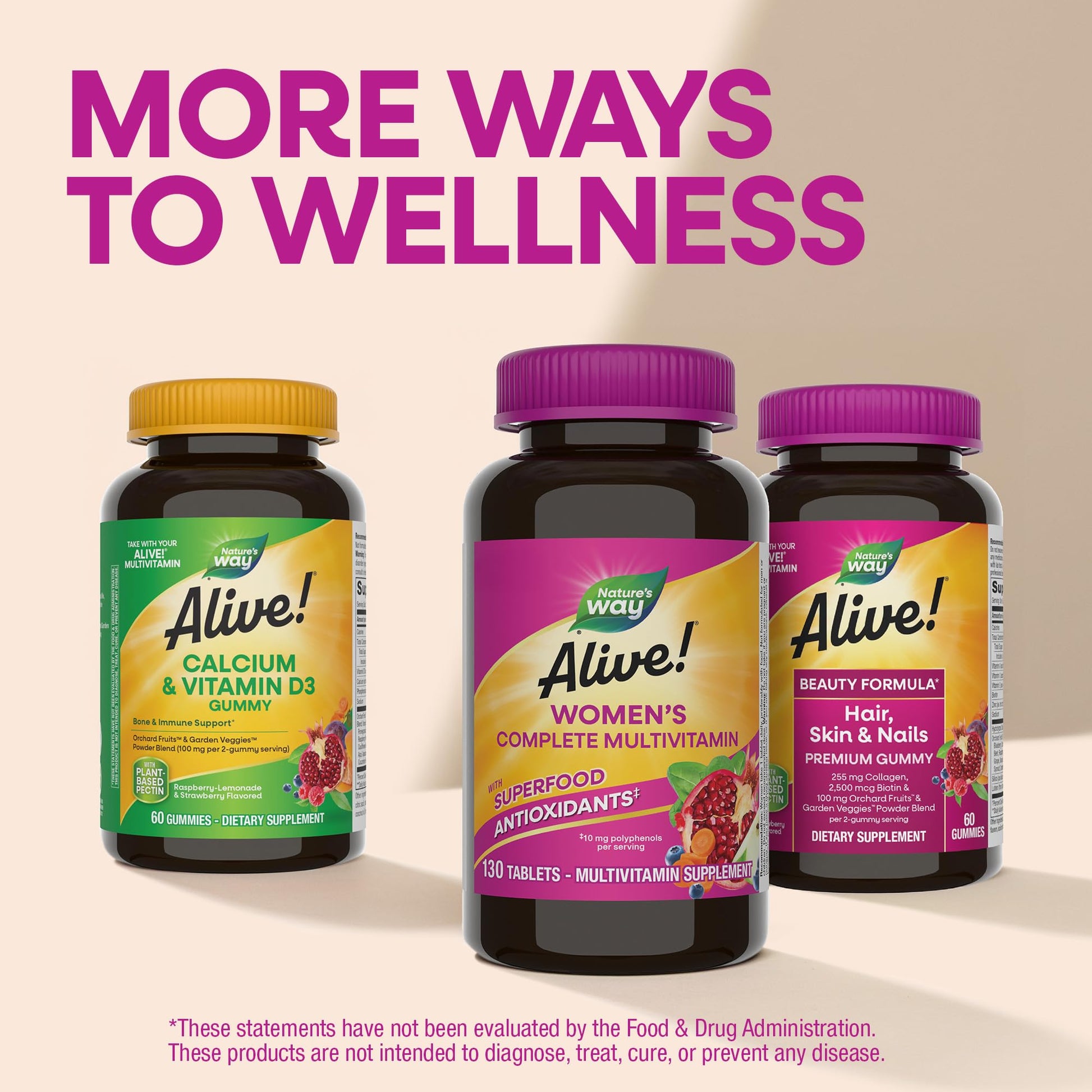 Secure safety seal on the cap of authentic Nature's Way Alive Women's 50 multivitamin bottle