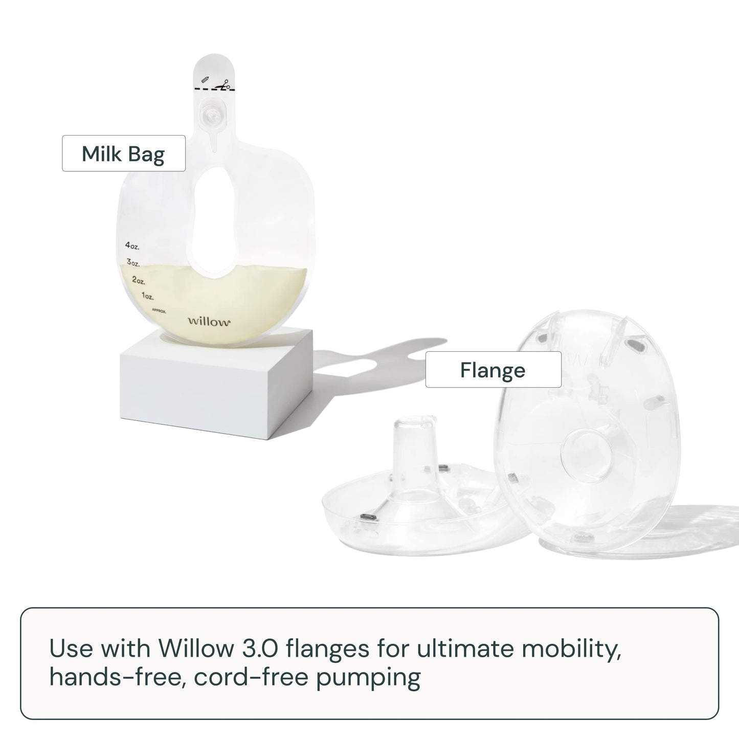 Close up of Willow pump milk bag valve design