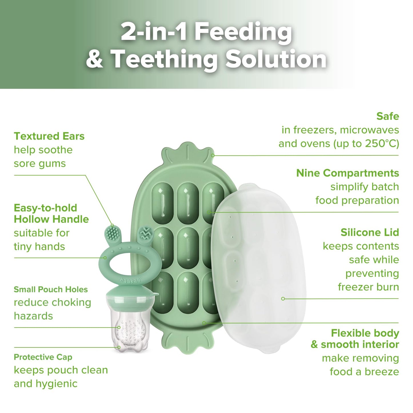 Haakaa baby fruit feeder with clear lid for safe storage
