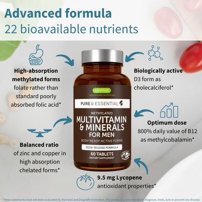 Igennus advanced mens multivitamin supplement nutrition facts label closeup