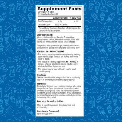Authentic USA imported lactase enzyme tablets fast acting chewable dietary supplement