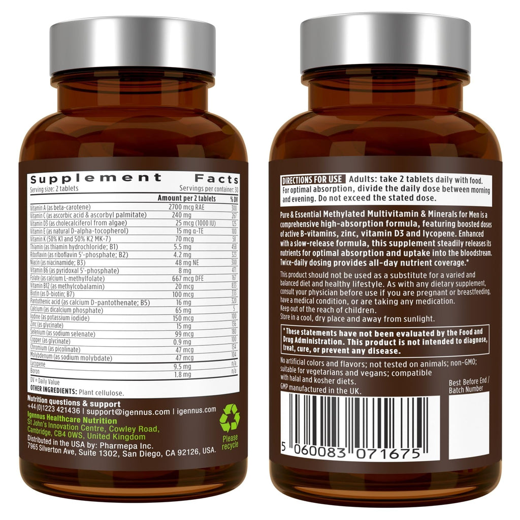 Igennus Men's Multivitamin and Minerals 60 count container lifestyle shot