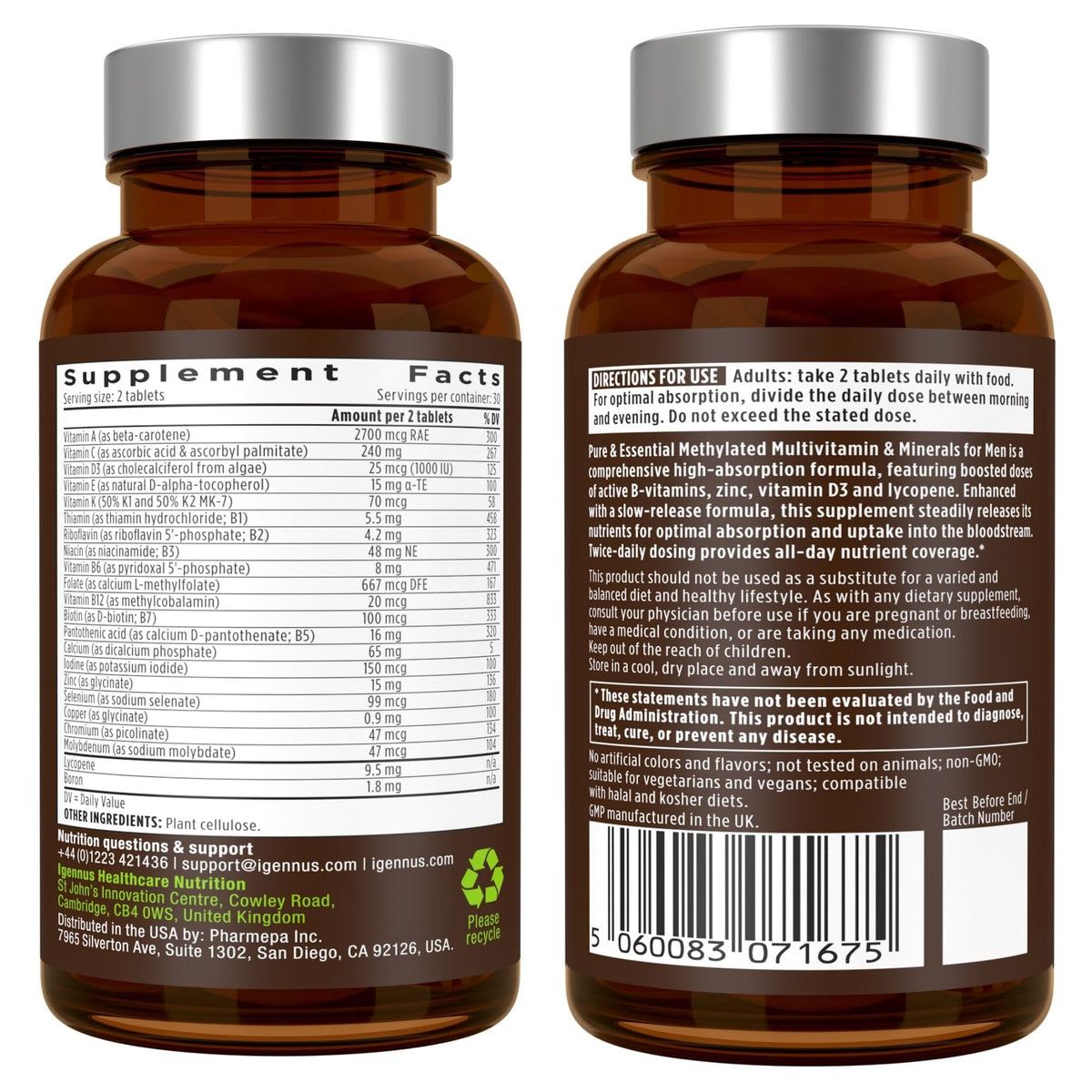 Igennus Men's Multivitamin and Minerals 60 count container lifestyle shot