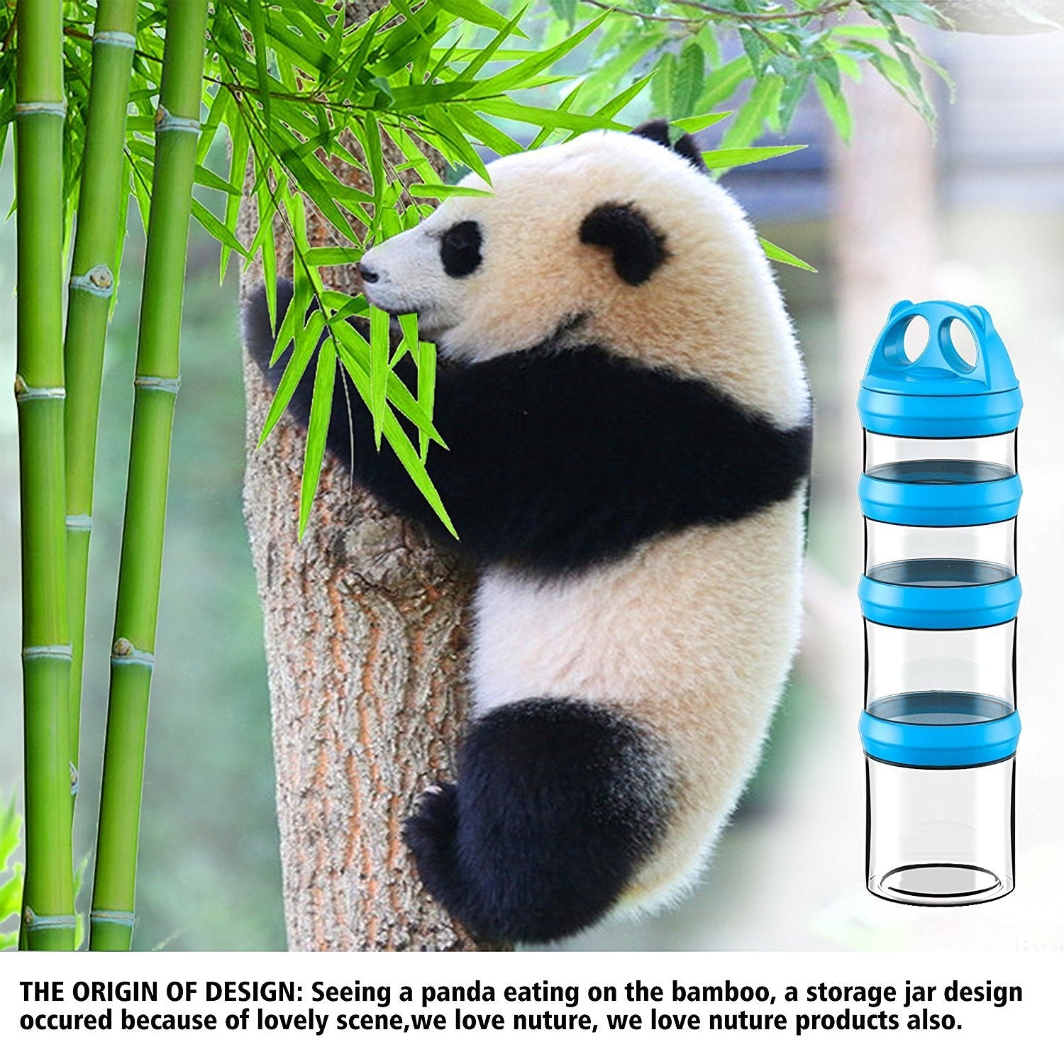 Side view of Seleware blue stackable snack jars