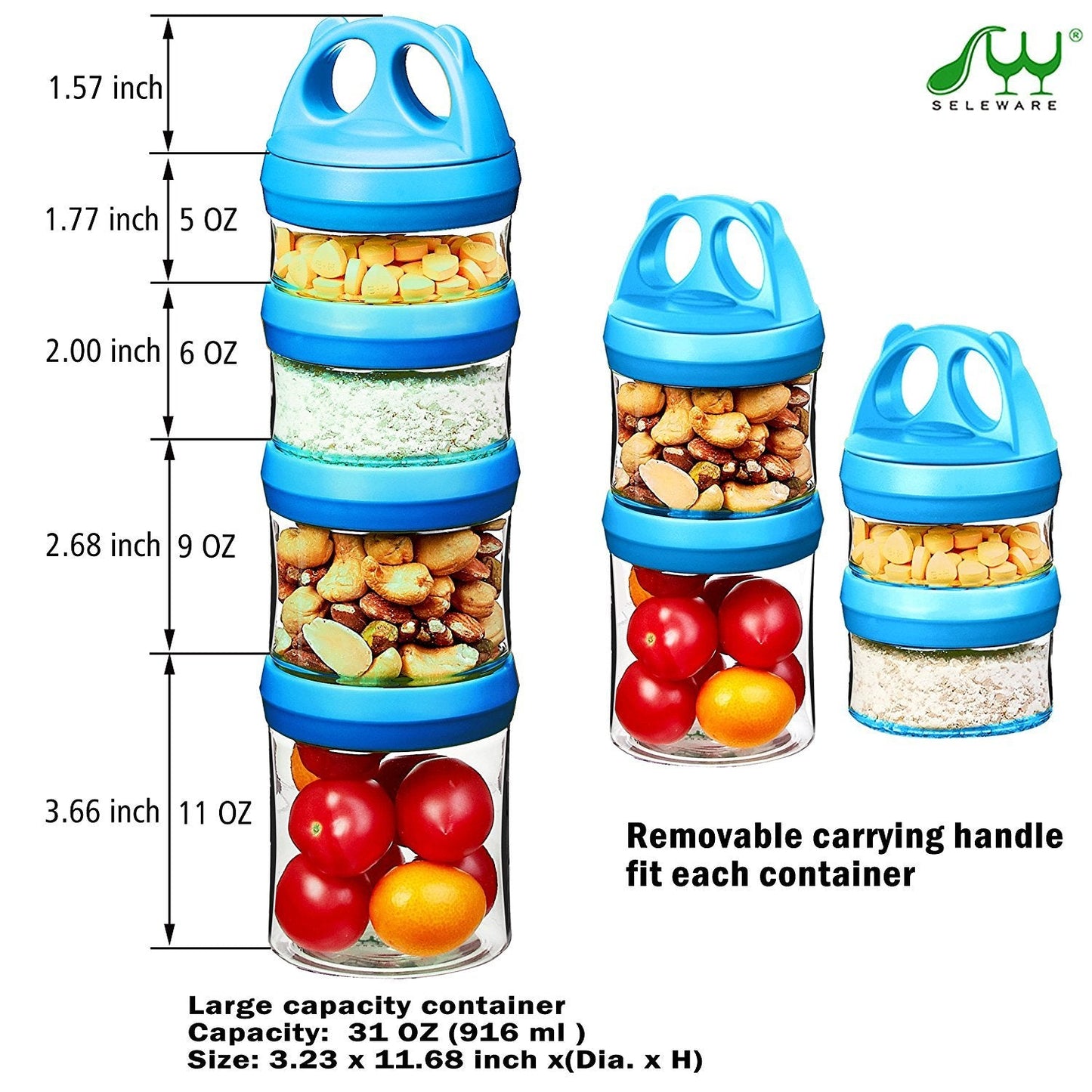 Top view of Seleware BPA-free food storage set