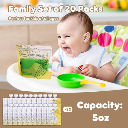 Gemdom refillable squeeze pouches with vegetable graphic