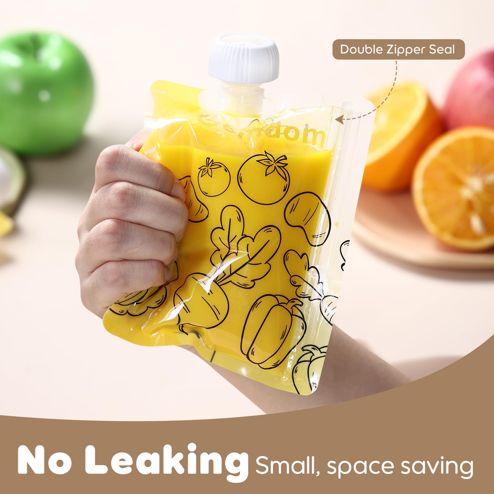 Toddler enjoying a snack from a Gemdom squeeze pouch
