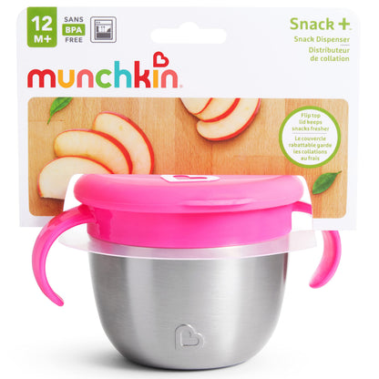 Munchkin Snack Plus cup showing spill-proof silicone design