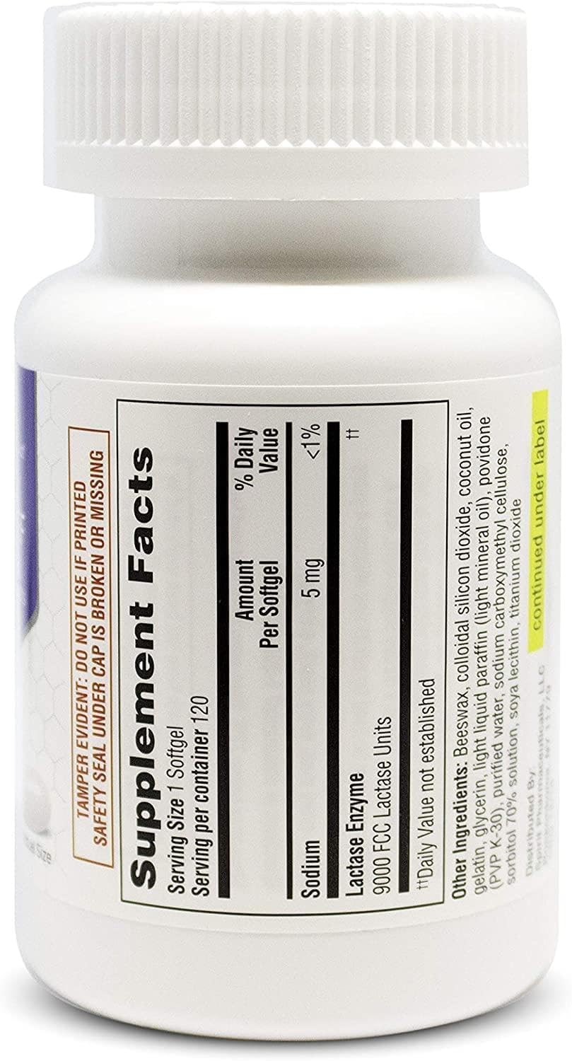 ValuMeds digestive enzyme pills for lactose sensitivity and stomach comfort side panel view