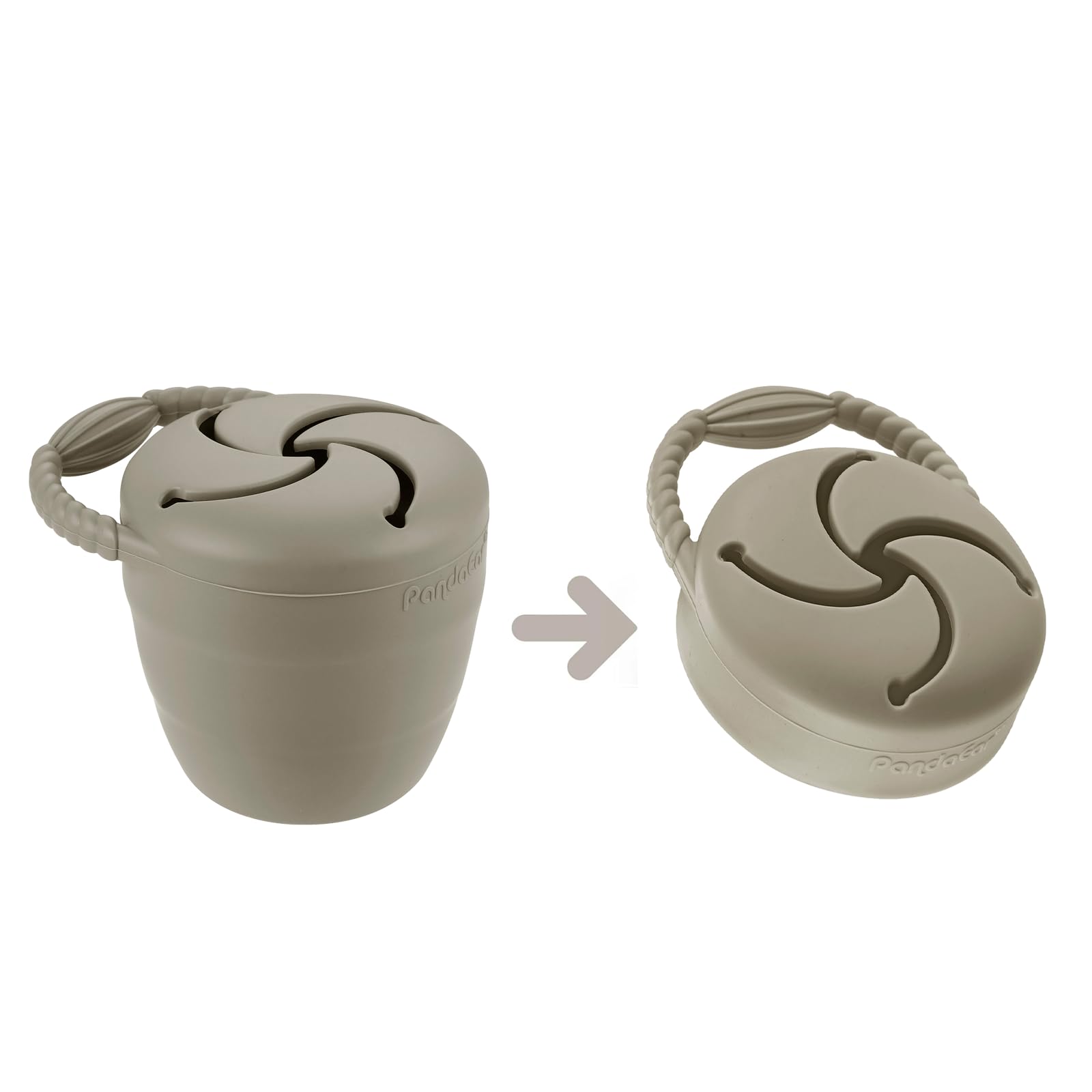 Two pack of PandaEar snack cups in light tan and walnut brown colors