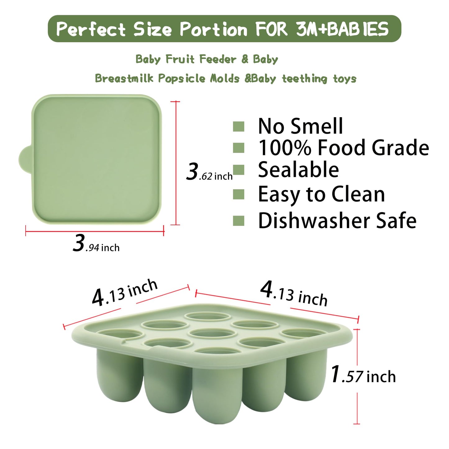 Wajiayon silicone food tray with lid for breastmilk storage
