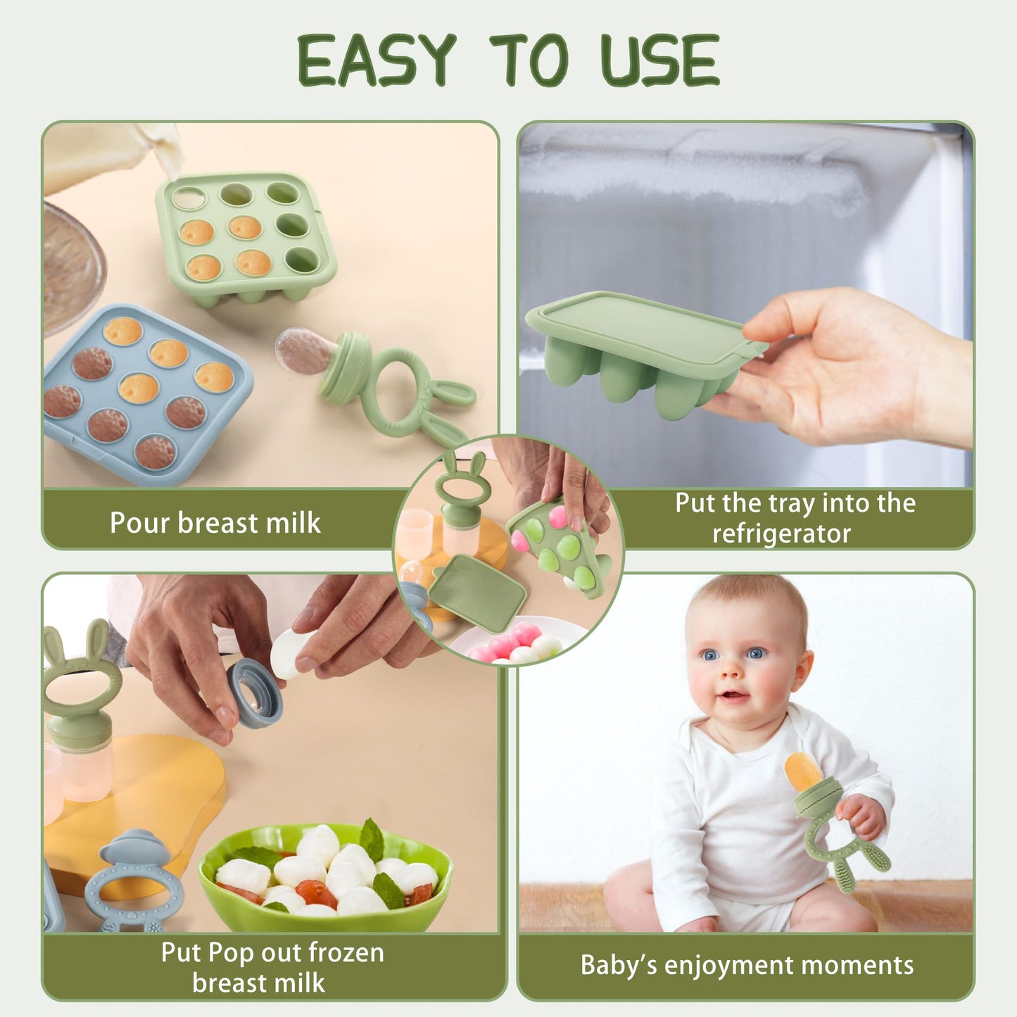 Baby fruit feeder pacifier used with frozen food cube