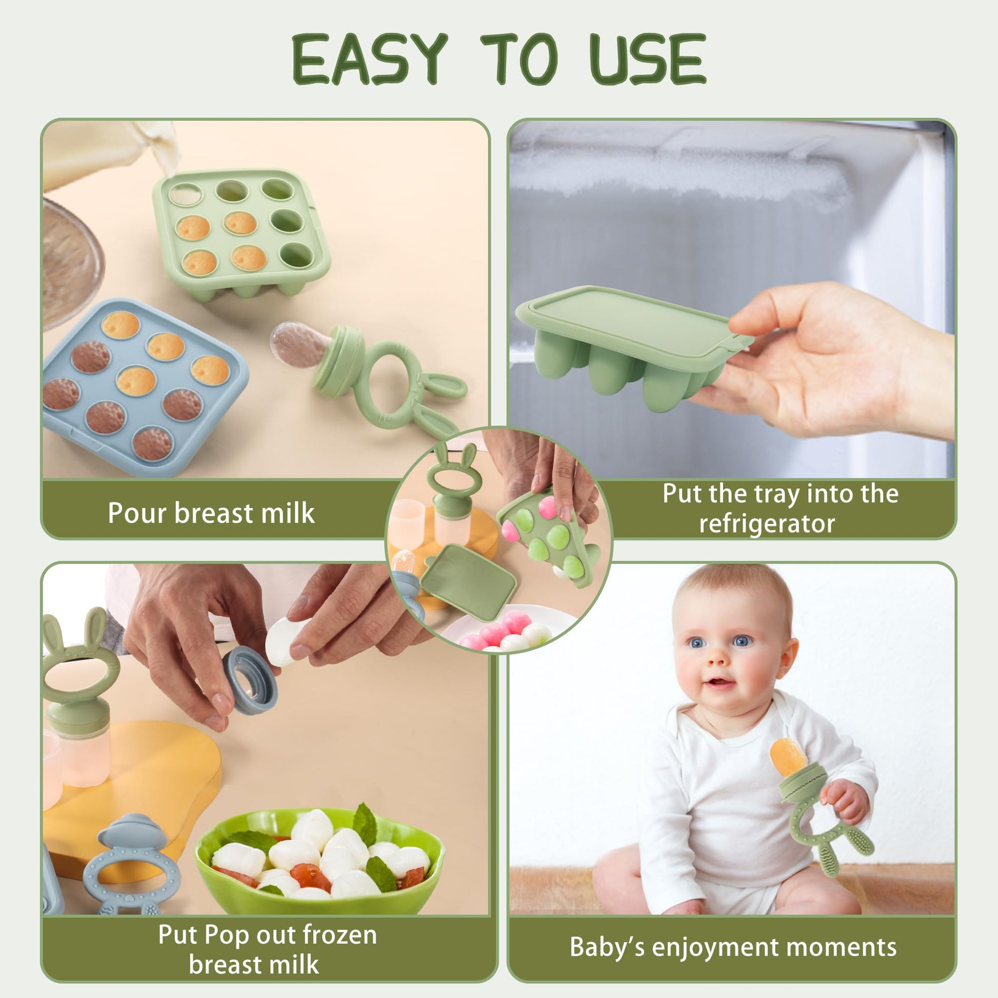 Baby fruit feeder pacifier used with frozen food cube
