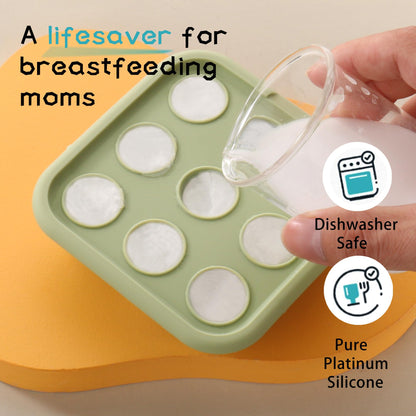 Baby food freezer tray with lid open and frozen cube