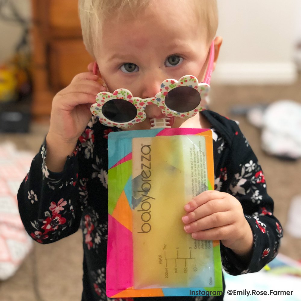Baby Brezza refillable squeeze pouch side opening and funnel detail