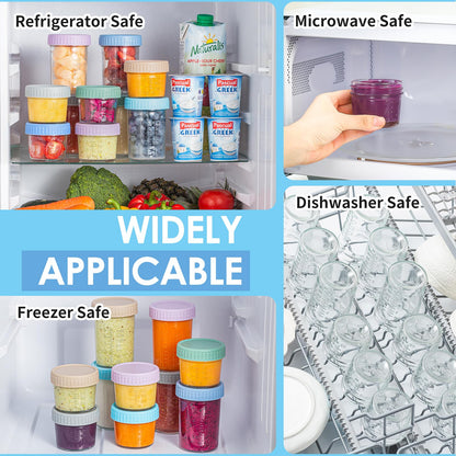 Embossed measurement markings on Drkio glass baby food jar