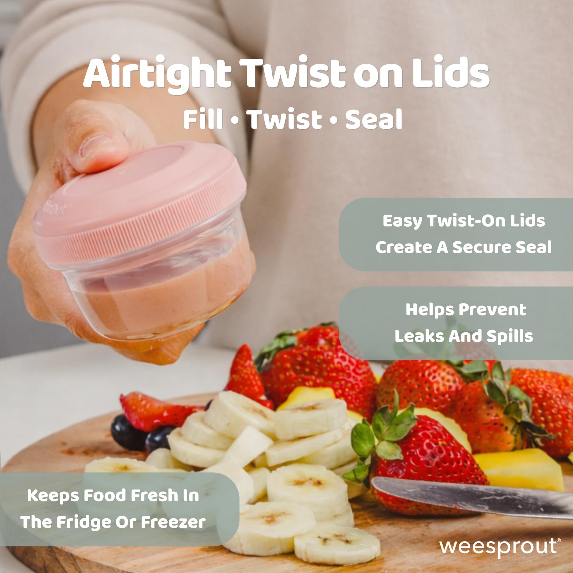WeeSprout small plastic snack containers in freezer setting