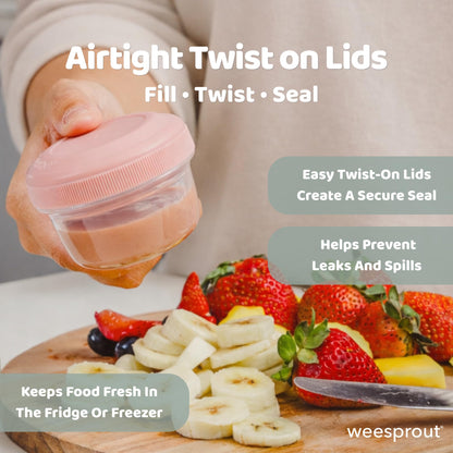 WeeSprout small plastic snack containers in freezer setting