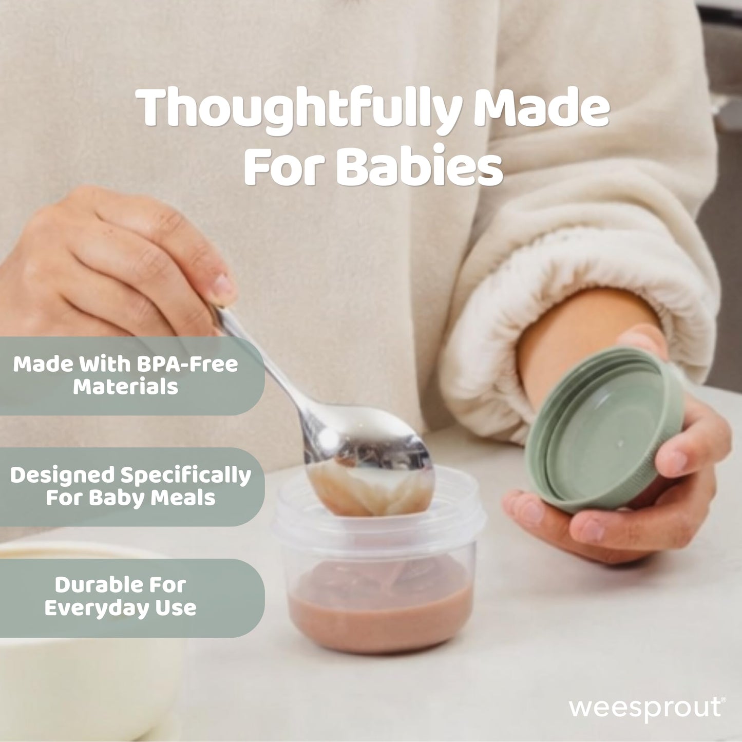 WeeSprout baby food storage set with variety matte colors