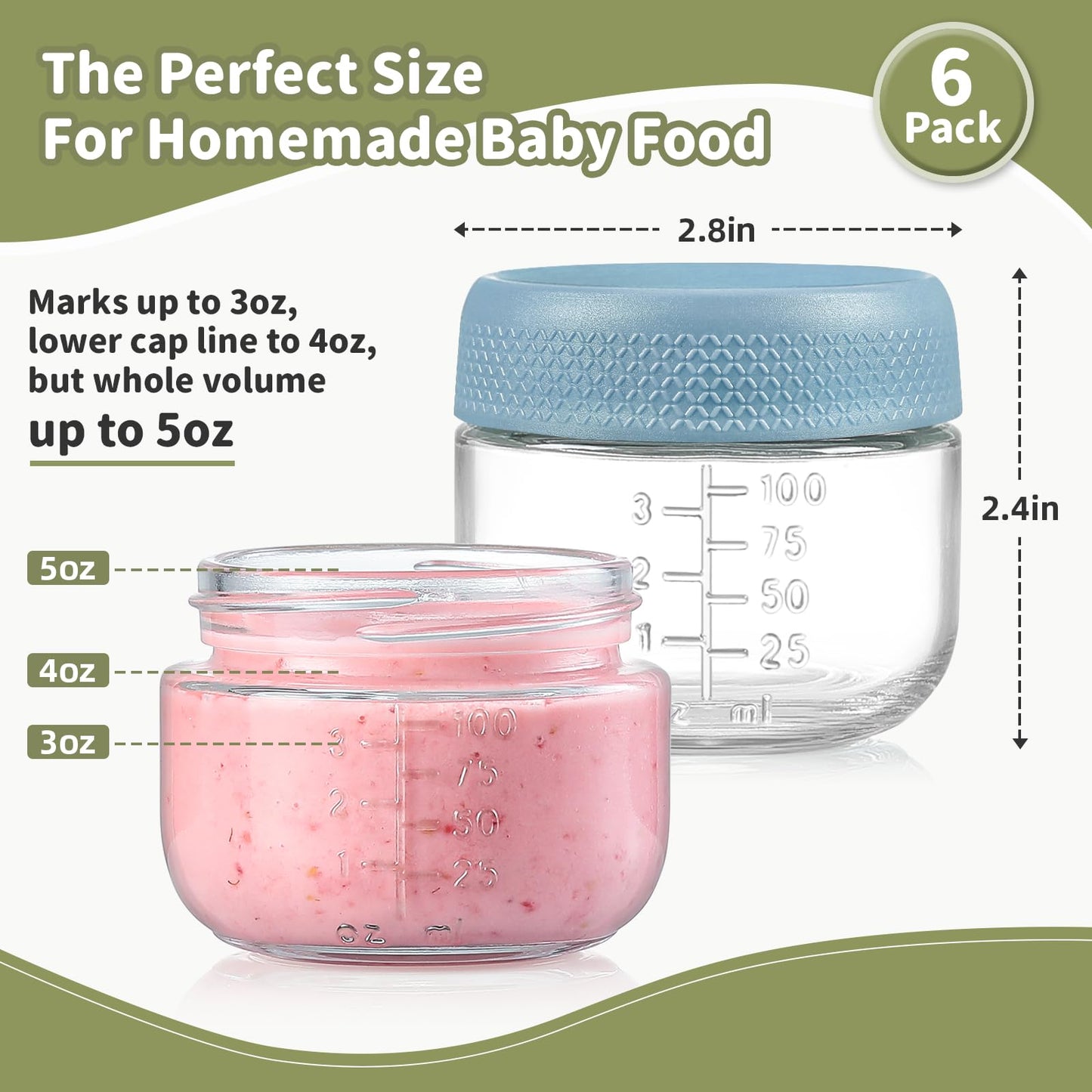 Set of 6 glass food containers with airtight lids