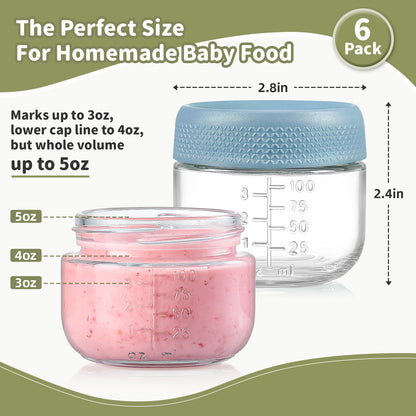 Set of 6 glass food containers with airtight lids