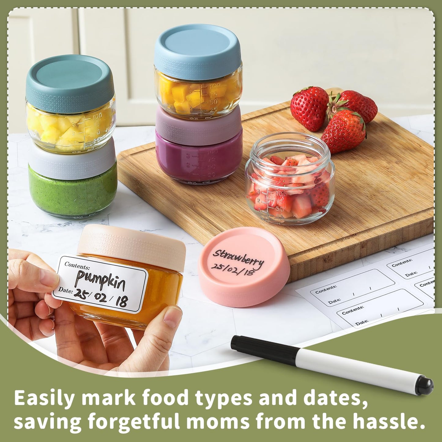 Netany glass jars showing microwave safe label