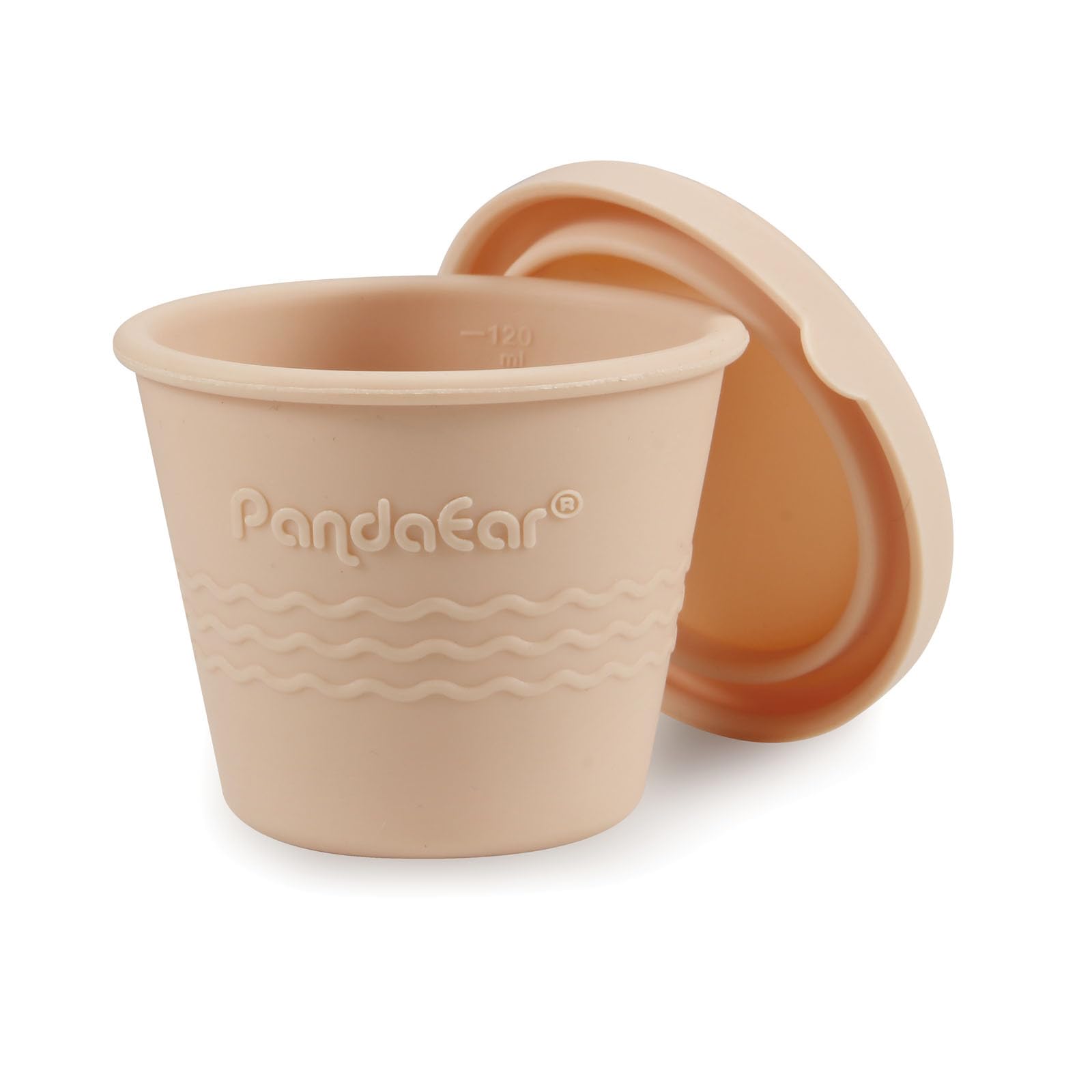 Assorted colors of PandaEar silicone baby snack containers