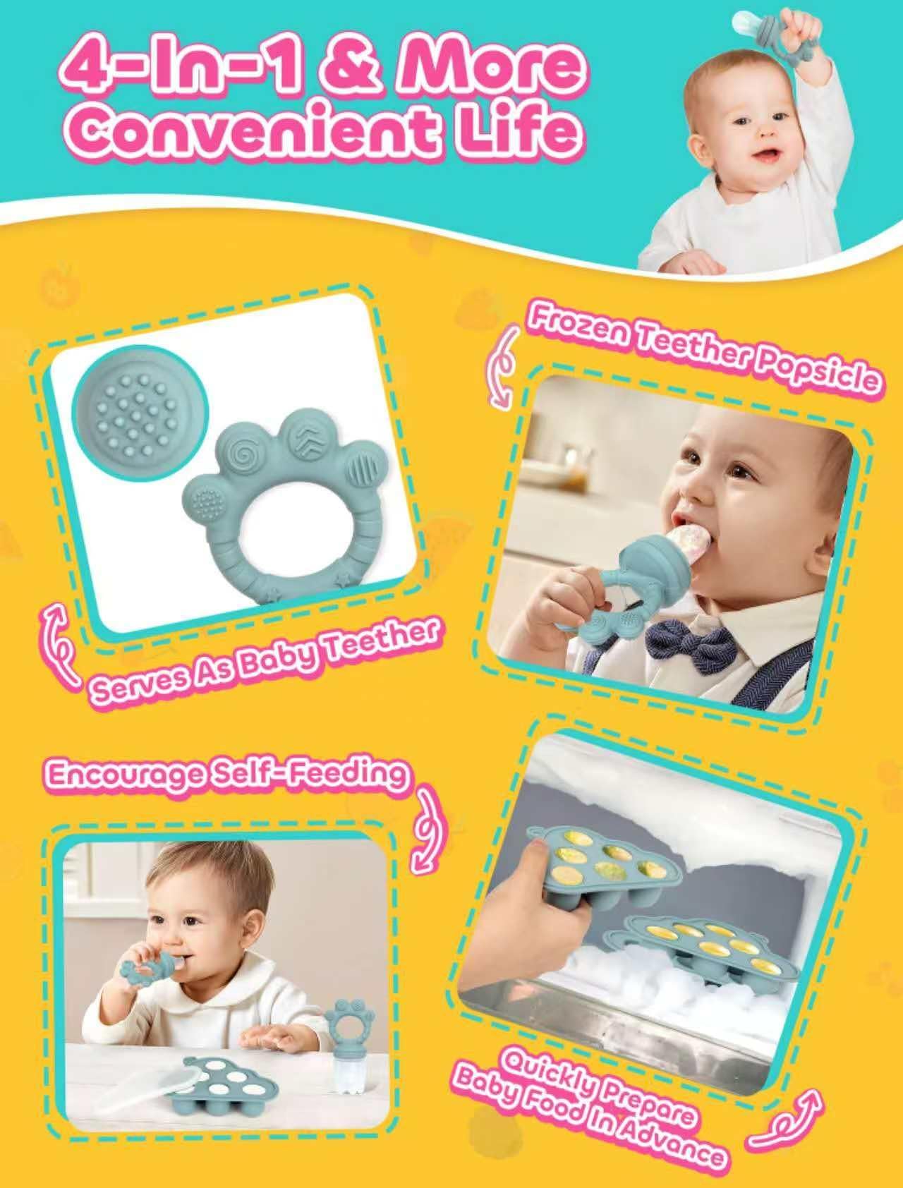 Baby self feeding with haakaa silicone fruit feeder