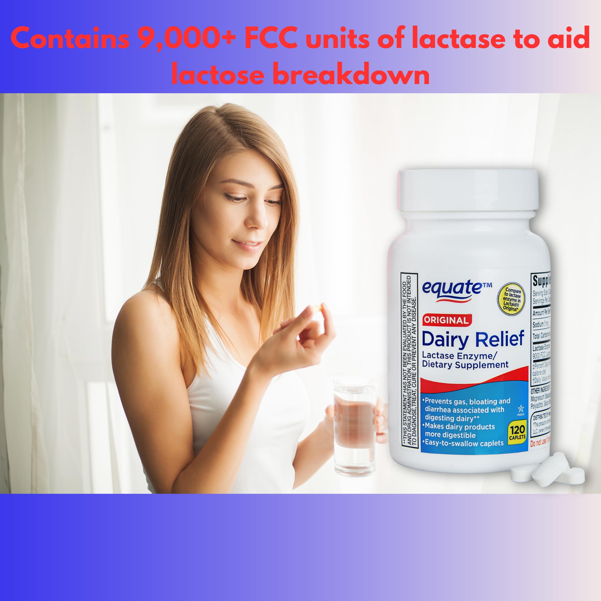 Fusion Shop Store Lactase Enzyme digestive supplement bottle display showing 9000 FCC units strength.