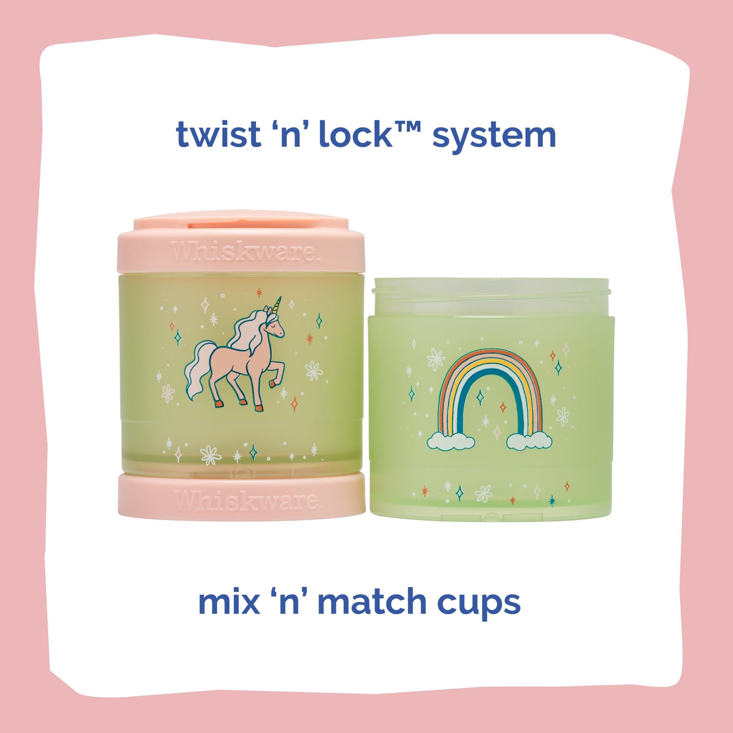 Whiskware snack container twist and lock mechanism detail