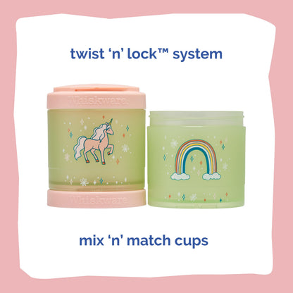 Whiskware snack container twist and lock mechanism detail