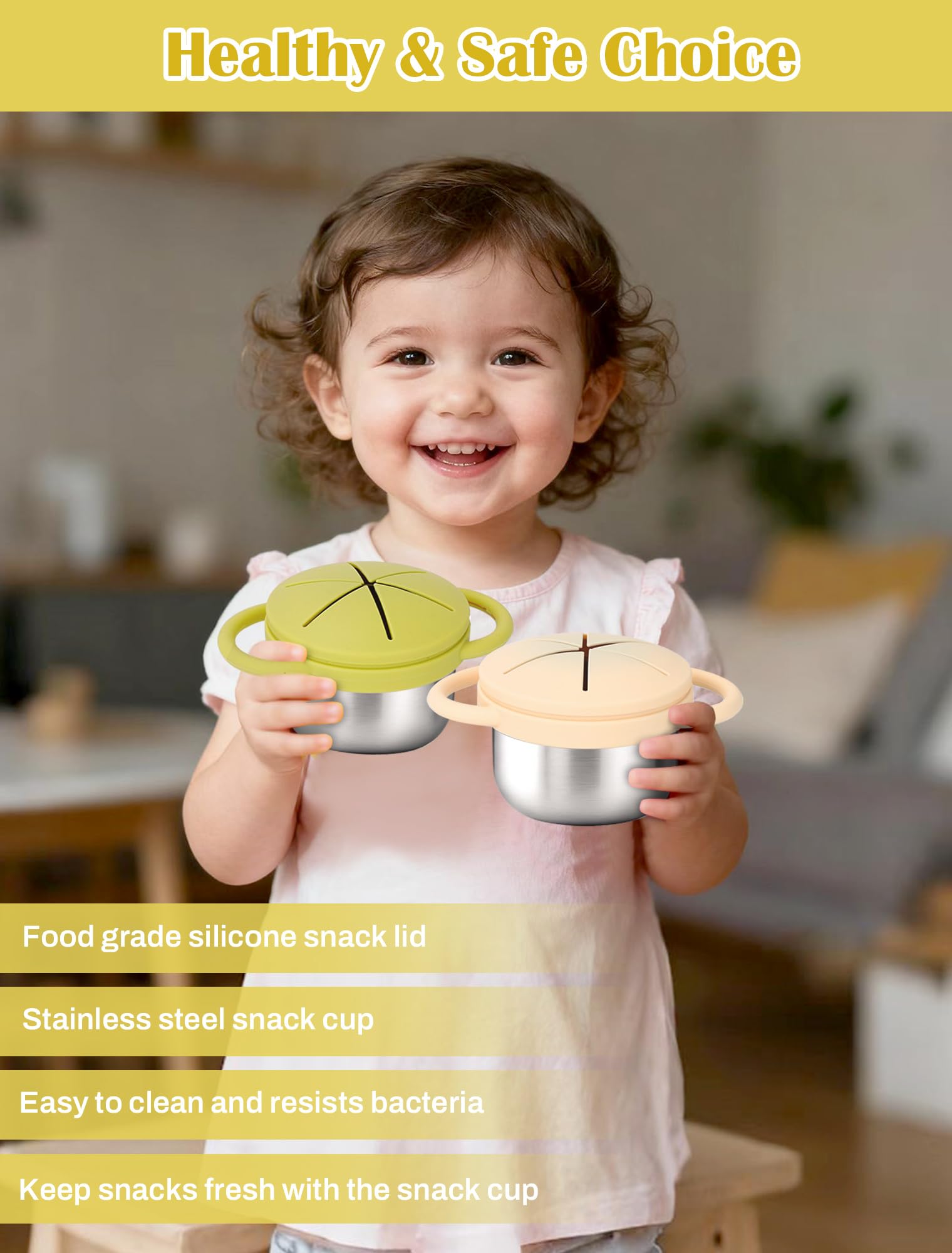Theoni stainless steel snack cups arranged for travel packing