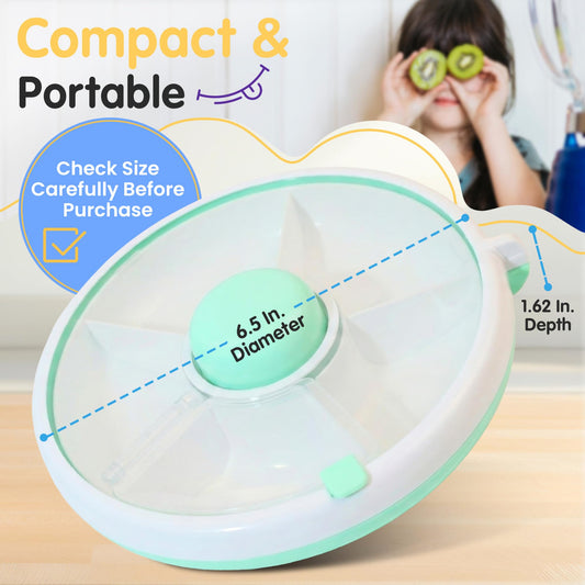 Five compartment interior of Trendo snack spinner for kids