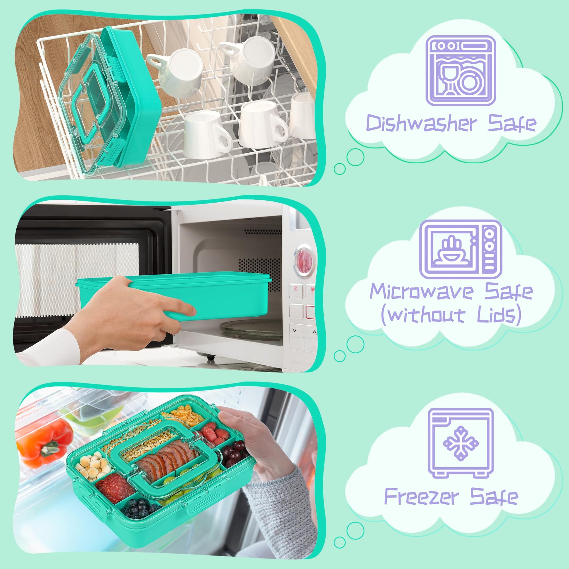 Side view of Xyptorix bento box showing adjustable dividers