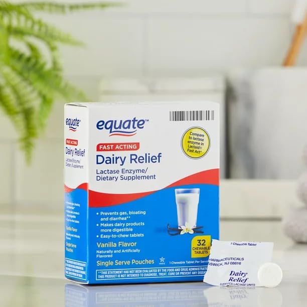 Authentic USA imported lactase enzyme tablets for gas and bloating prevention