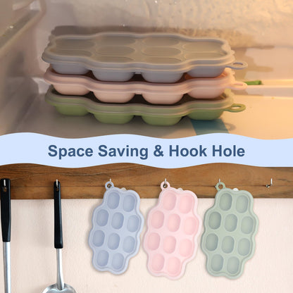 Close up of food-grade silicone baby freezer tray