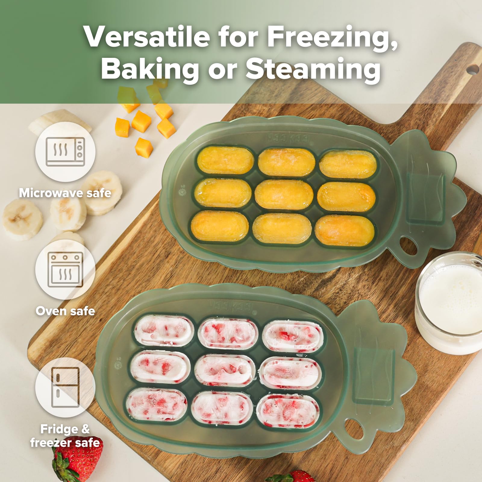 Nine compartment silicone tray for baby food