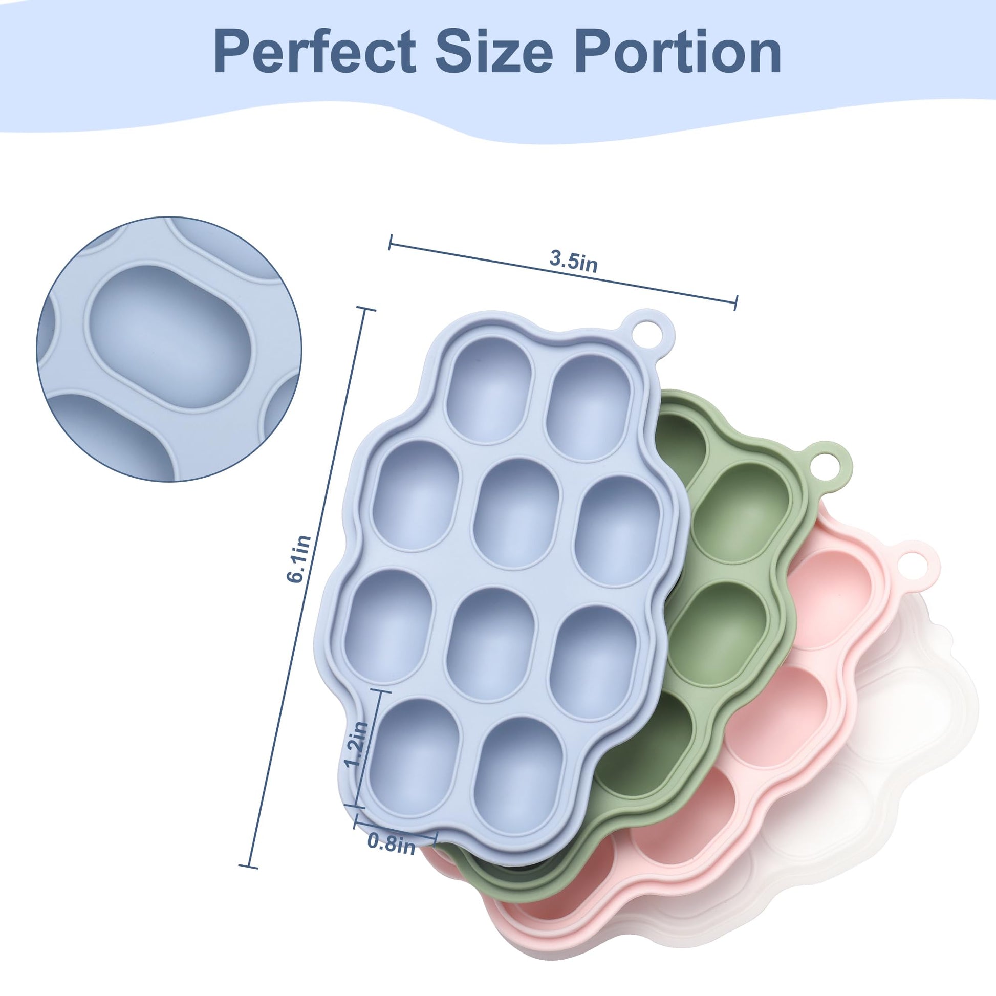 Flexible silicone tray popping out frozen baby food portion