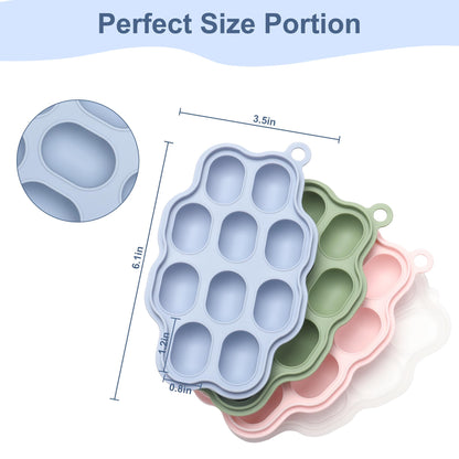 Flexible silicone tray popping out frozen baby food portion